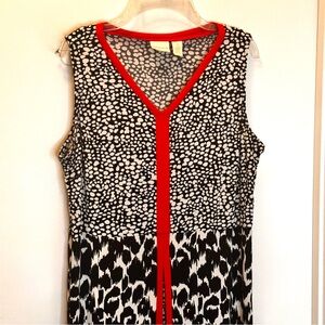 Chico's Black and White Animal Print Maxi Patterned Sleeveless Dress